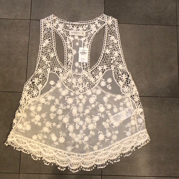 Abercrombie & Fitch Tops - Abercrombie & Fitch Sheer Embroidered Top